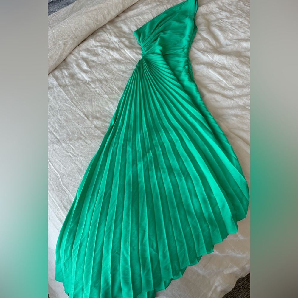 A.L.C. Delfina Satin One Shoulder Pleated Gown